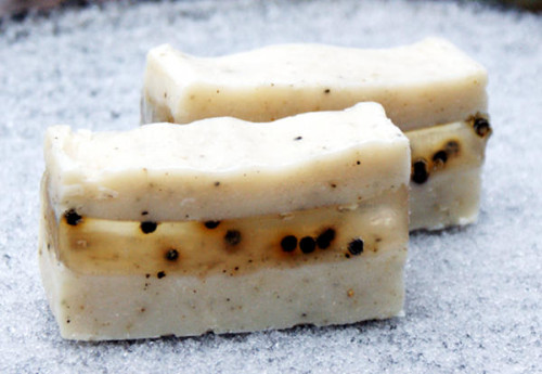 This homemade black pepper soap recipe makes a unique homemade gift idea for men and combines both cold process soapmaking with melt and pour soapmaking.