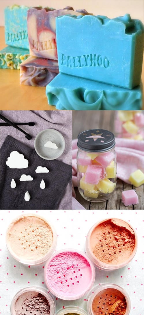DIY Bath and Body Pinterest Favorites - DIY Mineral Makeup Foundation, DIY Custom Soap Stamps, DIY Cloud Soaps and DIY Lemon Peel Sugar Scrub Cubes