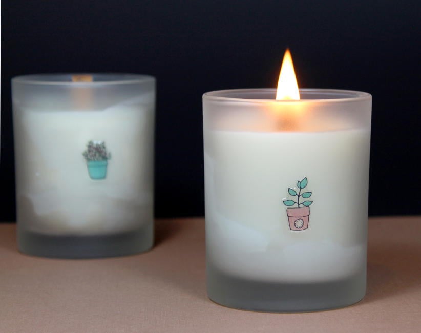 Scented DIY Soy and Beeswax Candles with Printable Labels