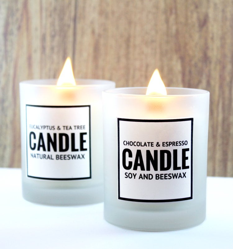 Scented DIY Soy and Beeswax Candles with Printable Labels
