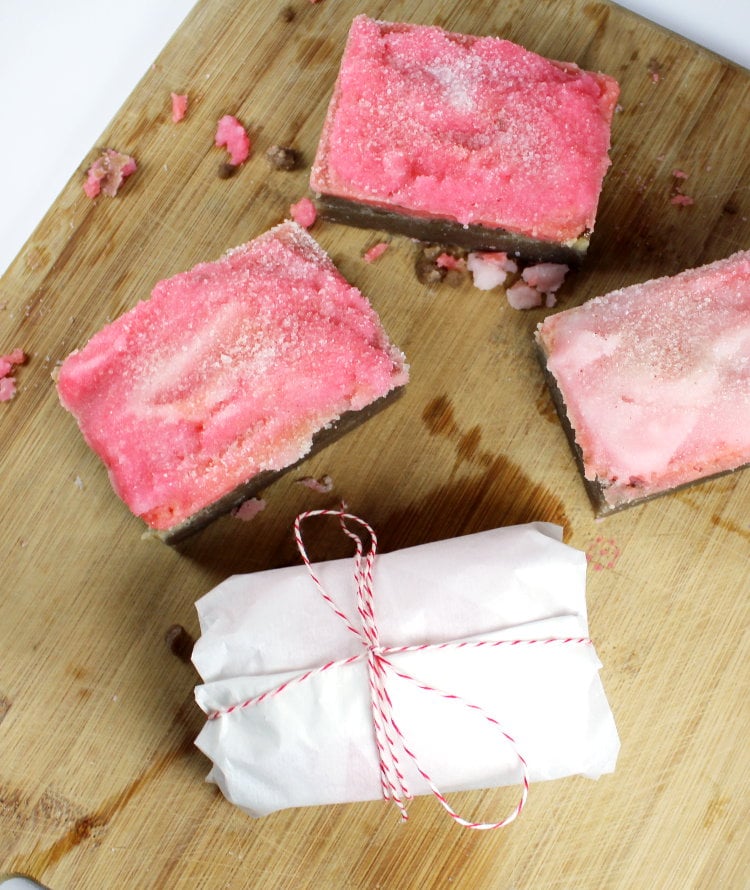 Strawberry Chocolate Solid Sugar Scrub Bar Recipe for Valentine's Day