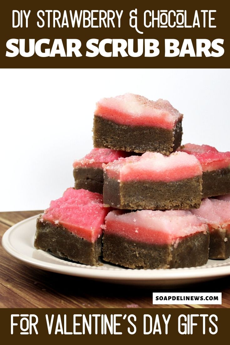 Strawberry Chocolate Solid Sugar Scrub Bar Recipe for Valentine's Day