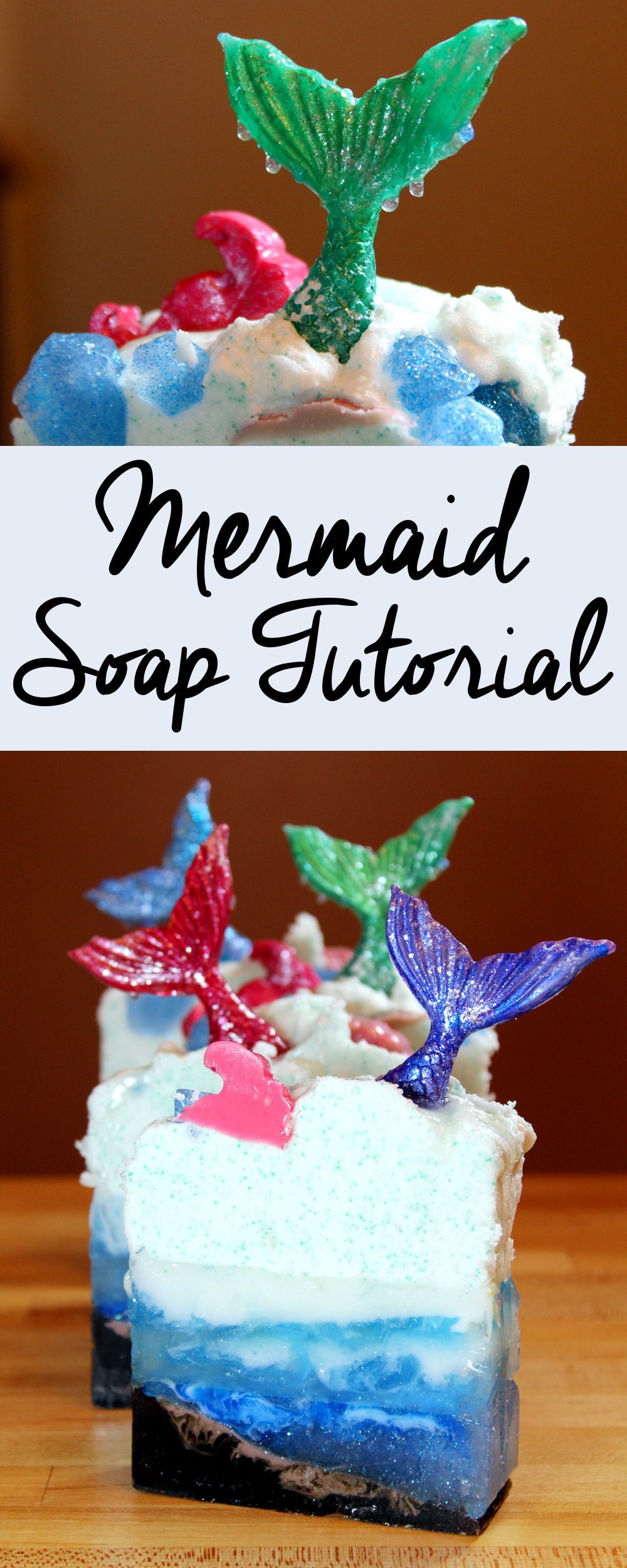 Mermaid Soap Tutorial! Make waves with this awesome mermaid soap tutorial that lets you explore your creative side! Crafted using a combination of melt and pour soap bases, this soapmaking project makes a fun filled weekend project you can enjoy with friends or family!