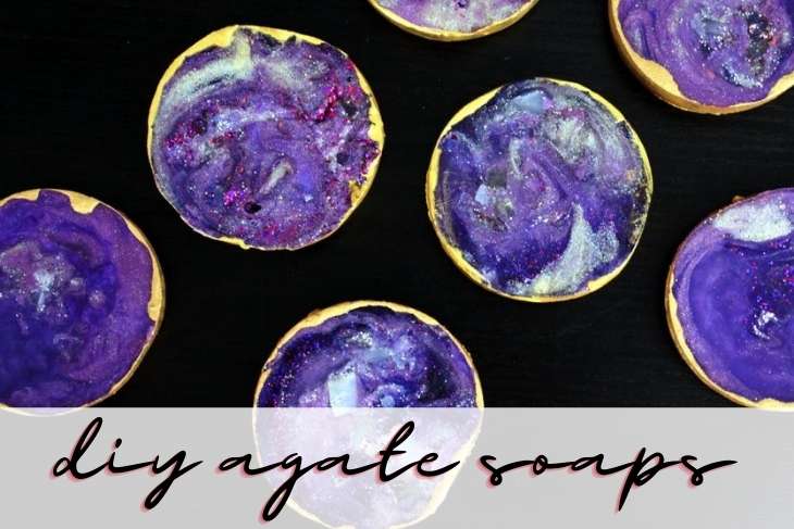 Learn how to create beautiful DIY agate slice soap quickly and easily with this fun soapmaking tutorial without having to create a soap geode first!
