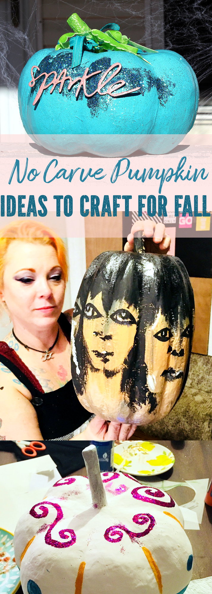 DIY Painted Pumpkins for Fall! Rather than fuss with the mess of carving Jack O' Lanterns that don't last past Halloween, this year I decided to create my own DIY painted pumpkins! I even hosted a pumpkin paint night for me and my friends. I thought everyone came up with some really fantastic ideas for painting their pumpkins. And not only are these DIY painted pumpkins perfect for Halloween, but they can also be brought indoors for a seasonal fall table centerpiece! #pumpkins #diy #fall #halloween