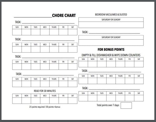 Point Chart For Kids