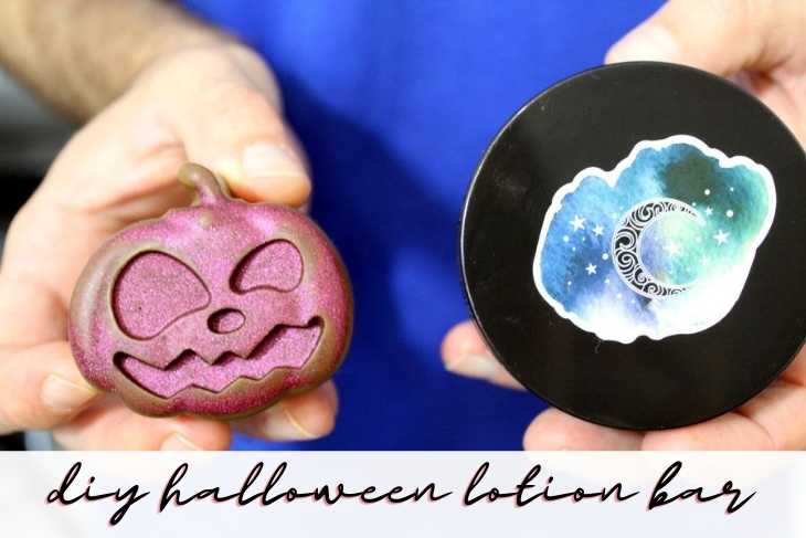 Halloween Solid Lotion Bar DIY. As the weather cools off and spirits skirt through the city, it's time to reevaluate our skin care needs for the new season. This easy Halloween solid lotion bar recipe offers the perfect spook-tacular mix of fun and function for fall. Make your DIY lotion bars glitter-tastic for a fabulous handmade gift idea everyone will love!