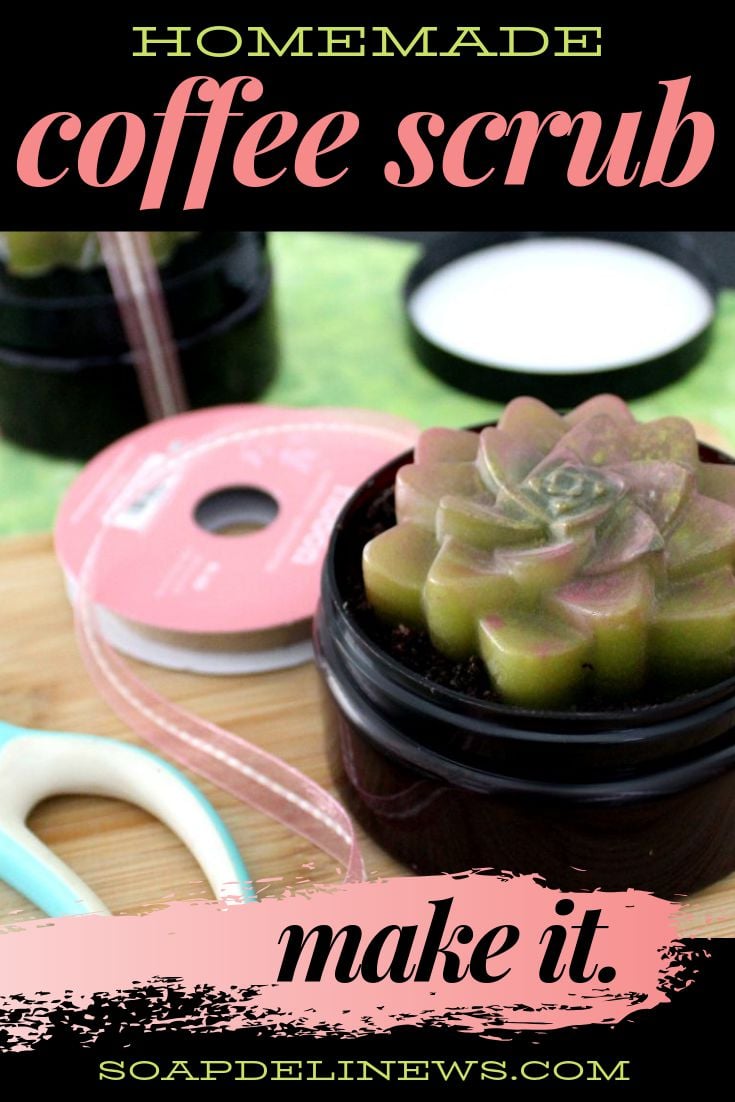 Coffee Scrub Recipe for Natural Summer Skin Care & Homemade Gifts. Made with a blend of aromatherapeutic essential oils, this homemade coffee scrub recipe resembles potted succulents and is the perfect treat for your natural summer skin care routine. Learn how to make this DIY beauty recipe today to naturally pamper your skin and reduce the visible appearance of cellulite. Or make this natural body scrub to create unique homemade gifts for friends and family.