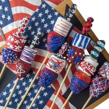 patriotic marshmallow pops with fruit